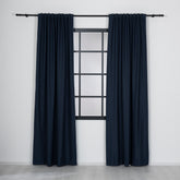 LUNVA Custom Blackout Curtains with Linen-Look Texture – Navy Blue